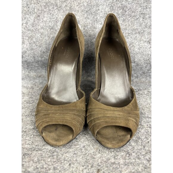 Gucci Shoes Womens Size 7 Brown Suede Peep Toe Stiletto Pumps Made in Italy - Picture 1 of 8